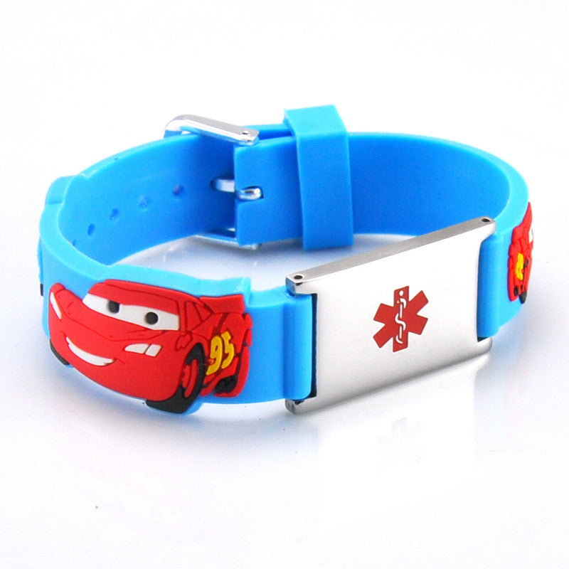 Medical Alert ID - CARS Silicone Bracelet | Mimosura Jewellery for Kids